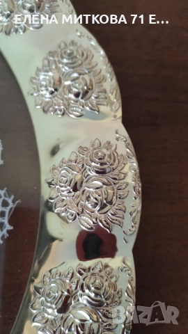 2 посребрени подноса с двойно стъклено дъно и дантела, снимка 7 - Аксесоари за кухня - 50060908