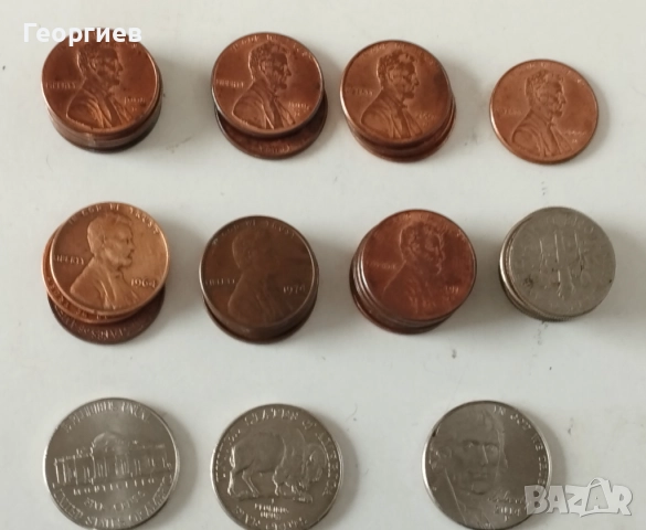 Медно кюлче и монети от САЩ,цент,банкноти,значки с знамена.., снимка 12 - Нумизматика и бонистика - 49326460