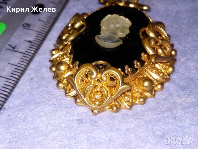 СТАРИННА ПОЗЛАТЕНА БРОНЗОВА КАМЕЯ ВИКТОРИАНСКИ СТИЛ ЮВЕЛИРНА РЪЧНА ИЗРАБОТКА РЕТРО БИЖУ 36462, снимка 8 - Антикварни и старинни предмети - 39944929