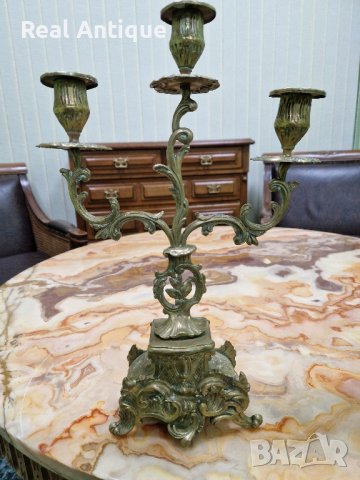 Чифт страхотни много красиви антикварни френски бронзови свещници , снимка 3 - Антикварни и старинни предмети - 43365980