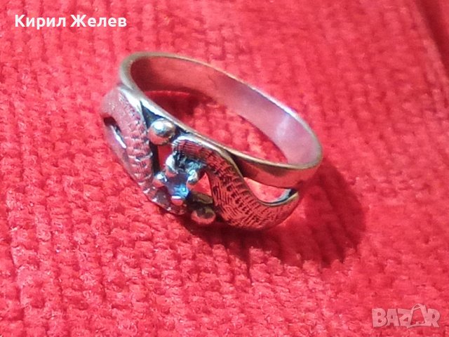 САПФИРЕН СРЕБЪРЕН ПРЪСТЕН СРЕБРО ВИСОКА ПРОБА РЪЧНА ЮВЕЛИРНА ИЗРАБОТКА АРТ ДЕКО УНИКАТ АНГЛИЯ 27259
