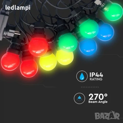 Кабел С Поредица От 10лампи RGB 5m IP44, снимка 3 - Външни лампи - 50619496