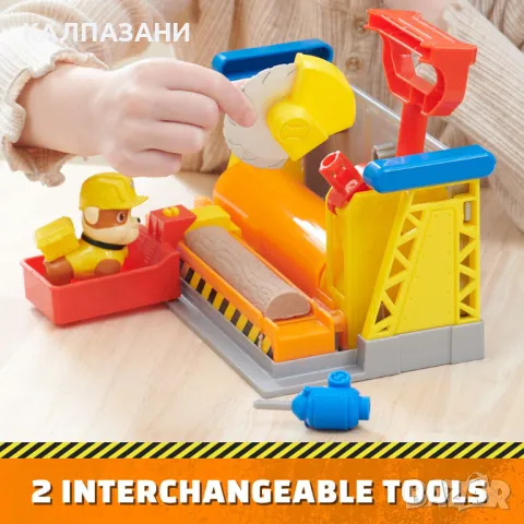 Paw Patrol Rubble and Crew Работилницата на Ръбъл с кинетичен пясък 6067082, снимка 8 - Игри и пъзели - 48978934