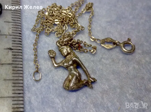 РОМАНТИЧЕН Арт НУВО СРЕБЪРЕН МЕДАЛЬОН ЗОДИЯ ДЕВА с ФИНА СРЕБЪРНА ВЕРИЖКА СРЕБРО 925 ПРОБА 38801