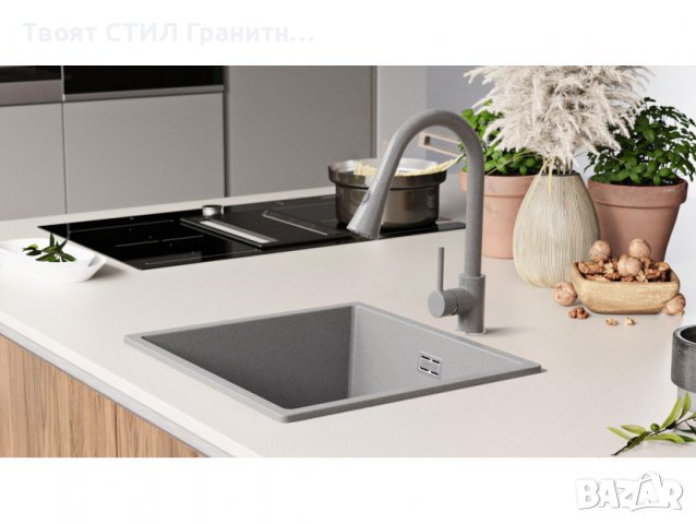 Кухненска Мивка от Гранит модел Лондон Слим 460 x 440 мм - сив, снимка 6 - Други - 38223305