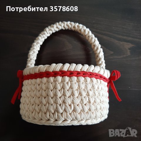 Ръчно изплетена кръгла кошница , снимка 11 - Декорация за дома - 40452974