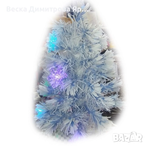 Елегантна елха в бял и син цвят 60 см – Стилна празнична декорация, снимка 7 - Декорация за дома - 52587388