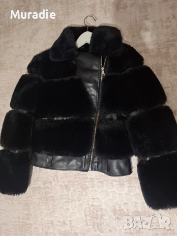 Черно луксозно пухено яке, снимка 6 - Якета - 53442937