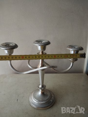 посребрен свещник в стил арт деко, снимка 3 - Декорация за дома - 42991610