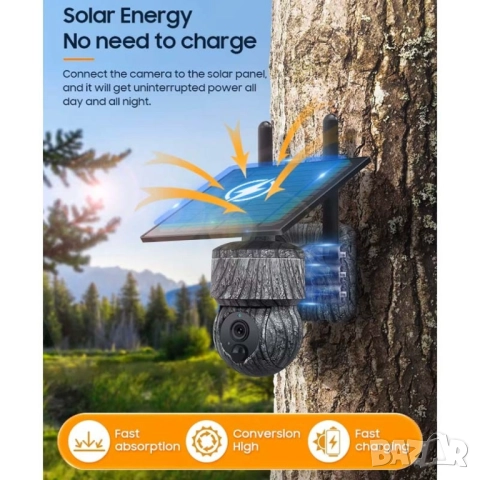 8MP WIFI Безжична PTZ соларна камера 4G SIM със слънчев панел UBOX, снимка 2 - Комплекти за видеонаблюдение - 47691990