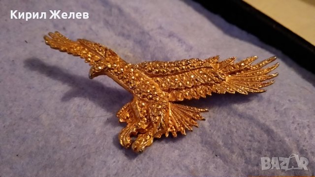 ВЕЛИЧЕСТВЕН ОРЕЛ СИМВОЛ на САЩ - СТИЛНА ПОЗЛАТЕНА ФИГУРАЛНА АРТ БРОШКА от БЛАГОРОДНА СТОМАНА 33130, снимка 7 - Други - 39062250