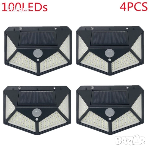 Промоция - 4 Броя Водоустойчиви Соларни лампи 100LED "Датчик за движение, снимка 4 - Соларни лампи - 52821136