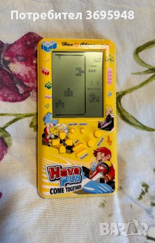 Тетрис игрова конзола BonsMar,голям екран 4.1 инча, Жълт, 8x16см, снимка 6 - Образователни игри - 51091158