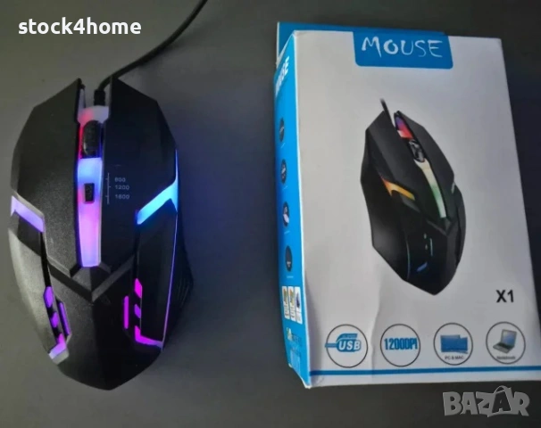 Оптична Геймърска Мишка с RGB подсветка, USB, DPI=1200, снимка 3 - Клавиатури и мишки - 53530972