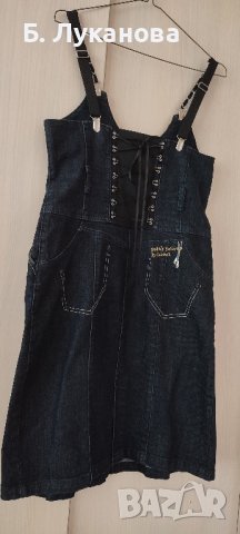 Рокля/сукман от тъмно син деним, р.36, снимка 4 - Сукмани - 43113846