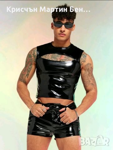 WDIRARA Мъжко облекло от 2 части, изрязан потник без ръкави и шорти с джоб
