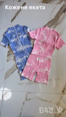 Уникални рипс стягащи гащеризони с къс ръкав и цип, снимка 1