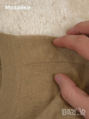 Maison Margiela луксозна вълнена жилетка с кожени кръпки размер L употребявана, снимка 7 - Суичъри - 53596421