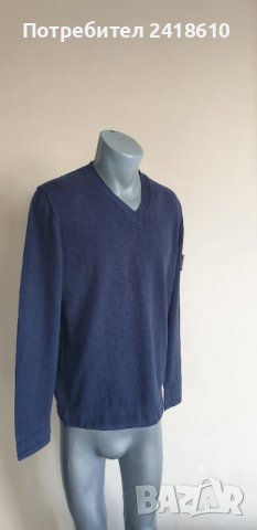 Stone Island Cotton Knit V - Neck Mens Size L ОРИГИНАЛ! Мъжки памучен Пуловер!, снимка 2 - Пуловери - 43477958