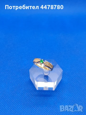 Златен пръстен с Колумбийски изумруд и диаманти , снимка 7 - Пръстени - 50475844