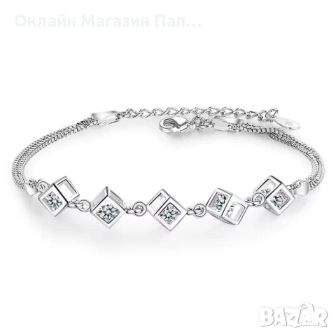 Fanqieliu 925 Сребърен Комплект Куб Кристал, снимка 4 - Колиета, медальони, синджири - 53537484