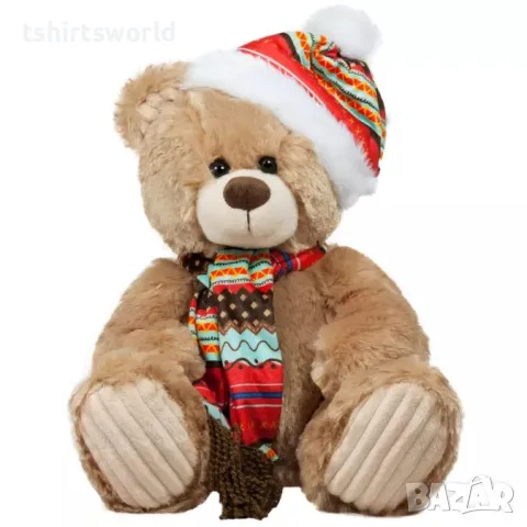 Ново плюшено Мече със шал и шапка, 32см