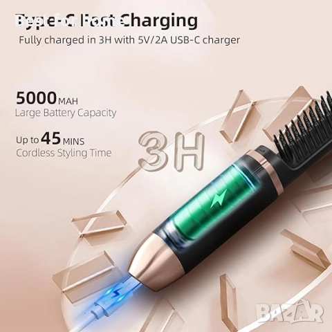 Електрическа четка за изправяне на коса, MOSMAOO,USB зареждане тип C , снимка 3 - Друга електроника - 52804164