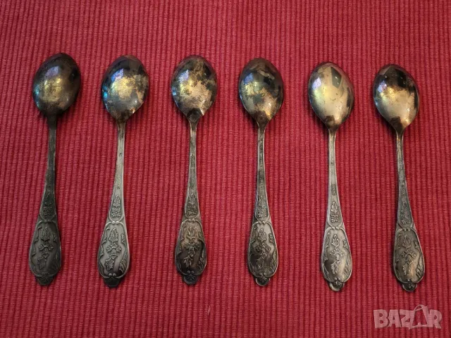 Винтидж посребрени лъжички за чай, СССР. , снимка 7 - Антикварни и старинни предмети - 49750231