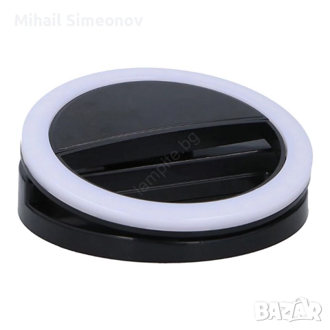 Разтегателна (универсална) пръстеновидна LED светлина за смартфони, Ø 3,3″ (8,5 см) с клипс — идеалн, снимка 3 - Калъфи, кейсове - 52877758