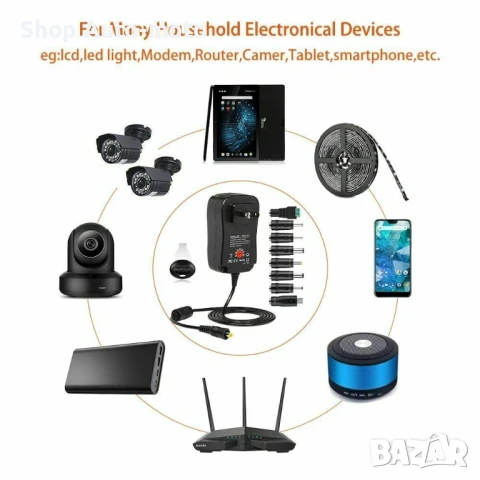 Адаптер регулируем Automat, Универсалeн, USB зарядно, 30W 3V-12V AC DC, снимка 4 - Мрежови адаптери - 50748358