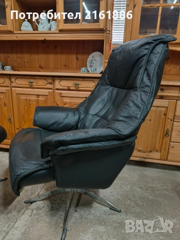 Relax кресло с отоманка от естествена кожа , снимка 3 - Дивани и мека мебел - 52885955