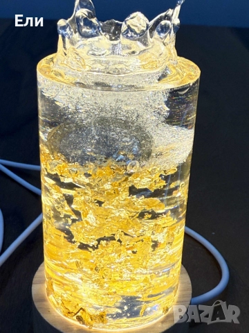 Авангардна декоративна лампа с монета от 1 лев във водата, снимка 5 - Декорация за дома - 52595104