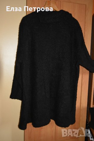 Зимен черен пуловер от букле с висока яка и копчета, снимка 2 - Блузи с дълъг ръкав и пуловери - 43828637