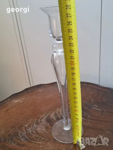 стъклен свещник   5/1, снимка 4 - Антикварни и старинни предмети - 49077127