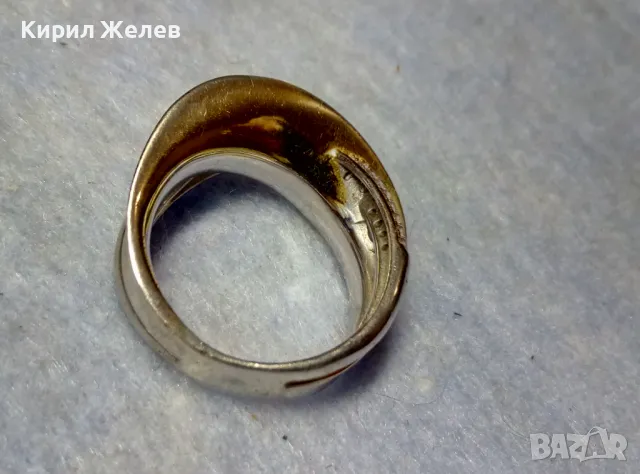 ЕЛЕГАНТЕН АРТ ПОЗЛАТЕН СКЪПОЦЕНЕН СРЕБЪРЕН ПРЪСТЕН СРЕБРО 925 с БЯЛА и ЖЪЛТА ПОЗЛАТА и ЦИРКОНИ 30558, снимка 11 - Пръстени - 49886811