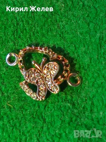 СРЕБЪРНА ПЕПЕРУДКА с ИНКРУСТИРАНИ КРИСТАЛЧЕТА СРЕБРО 925 БИЖУ за ГРИВНА КОЛИЕ 27309, снимка 2 - Други - 36857957