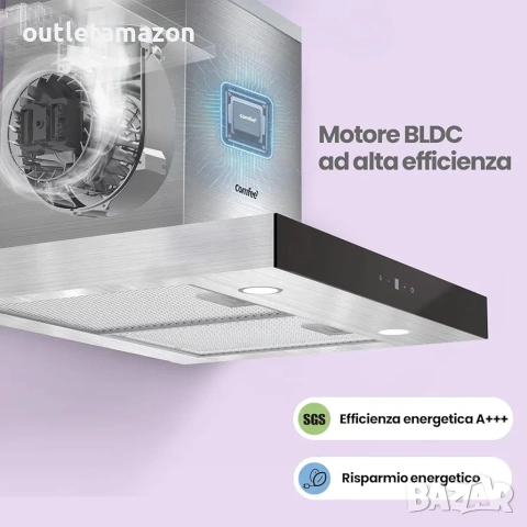 Абсорбатор Comfee 60 см клас A+++ от неръждаема стомана 650 м³/ч с, снимка 4 - Абсорбатори - 53438871