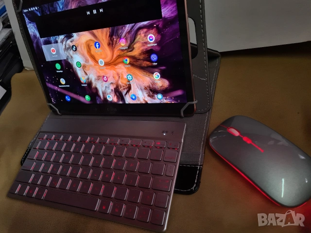 Samsung Galaxy Tab S 128GB 10.5 LTE 
  bluetooth клавиатура и мишка с подсветка и кейс. , снимка 2 - Samsung - 53330190