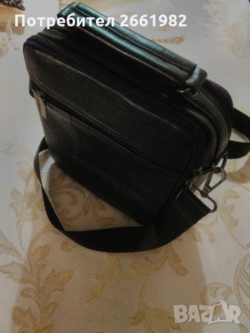 Мъжка кожена черна чантичка от естествена кожа, снимка 2 - Портфейли, портмонета - 28753851