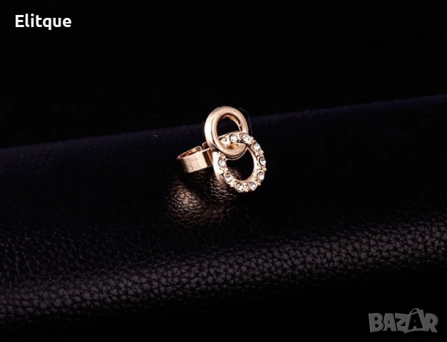 Позлатен комплект бижута от 4 броя части с преплетени рингове, снимка 4 - Бижутерийни комплекти - 52895803