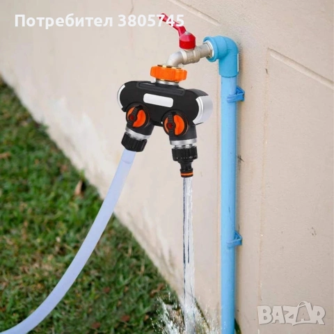 Двупосочен разпределител за градински кран 2-в-1: Сплитер за маркуч с независими вентили (3/4" и 1"), снимка 5 - Други инструменти - 53374109