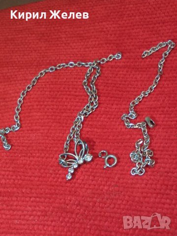 СТАРО КРАСИВО СРЕБЪРНО КОЛИЕ СРЕБРО 925 с ЮВЕЛИРНО ФАСЕТИРАНИ ЦИРКОНИ НУЖДА от РЕМОНТ! 32378