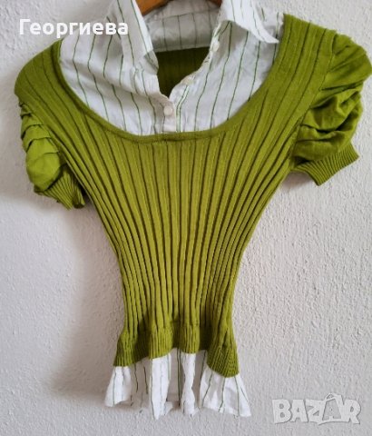Зелена блуза 2 в 1, снимка 2 - Блузи с дълъг ръкав и пуловери - 37770347