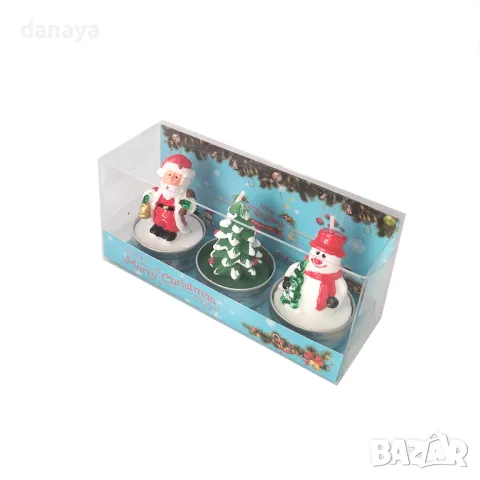 5317 Комплект коледни свещи Елхичка Дядо Коледа Снежен човек, 3 броя, снимка 4 - Декорация за дома - 47615681