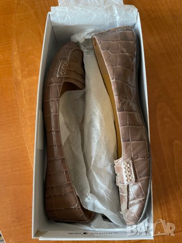 Дамски обувки балеринки от шагренова кожа в шоколадов цвят