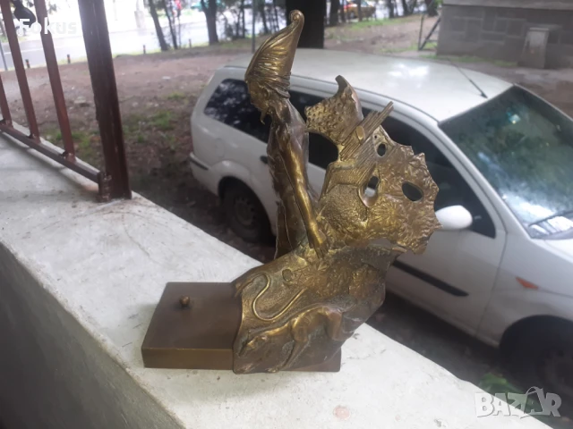 Страхотна бронзова пластика на воин фигура статуетка бронз, снимка 5 - Антикварни и старинни предмети - 50966429