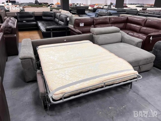 Сив ъглов диван от плат с функция сън и ракла, снимка 2 - Дивани и мека мебел - 39972756