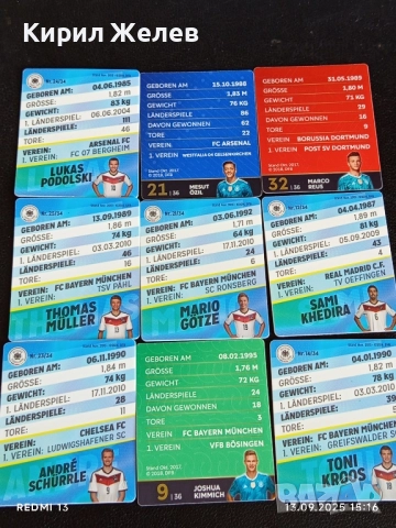 Колекционерски картички на футболисти ЛУКАС ПОДОЛСКИ,ТХОМАС МЮЛЕР,ТОНИ КРООС 51044, снимка 16 - Колекции - 51701387