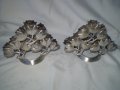 Винтидж чифт салфетници на цветя бял метал, снимка 3