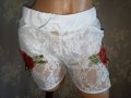 Секси нови дантелени бели еластични шорти с флорални бродерии XL,XXL, снимка 7